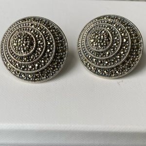 JUDITH JACK Round Graduated Marcasite Earrings